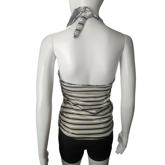 Unbranded Reversible Women's Tankini, Black Motif and Striped Print sz S - Picture 7 of 9